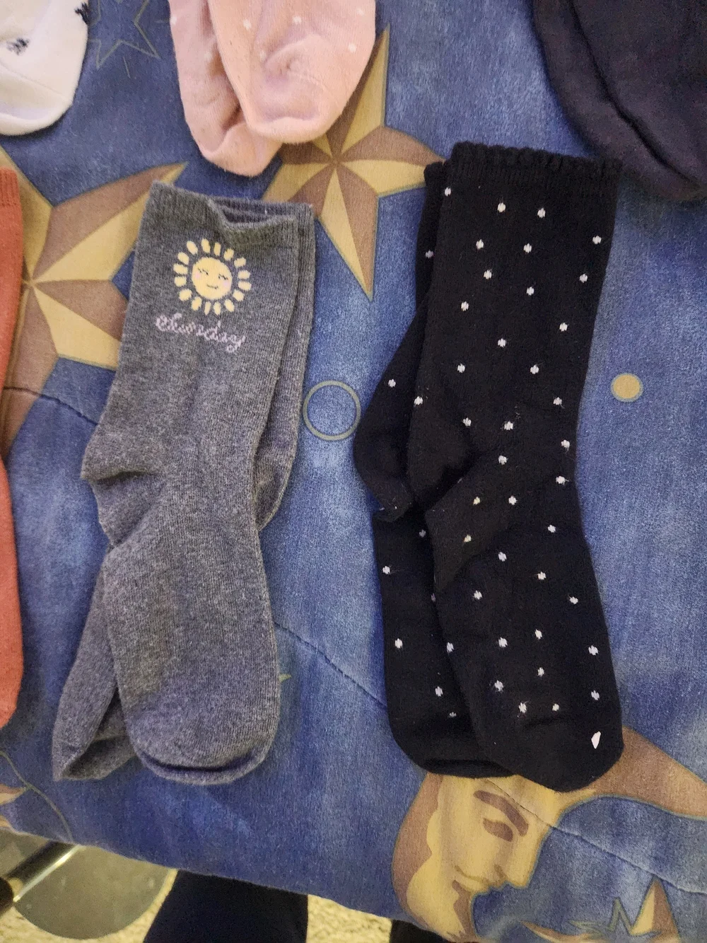 6 Pair Of Girls Crew Socks - Pink, White, Gray, Black, Rust